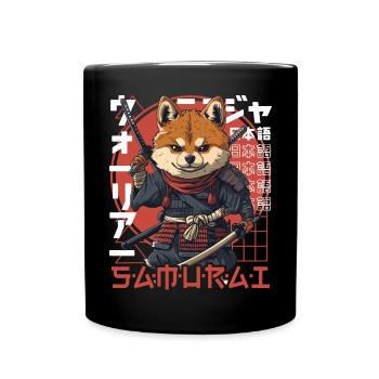 Samurai Dog Kawaii Japanese Ninja Shiba Inu - Full Colour Mug - black - Front