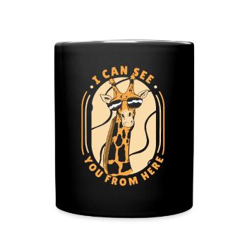 I Can See You From Here Nubian African Giraffidae - Full Colour Mug - black - Front