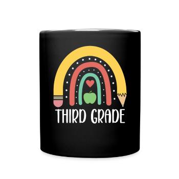 3rd Grade Rainbow Pencil School Elementary School - Full Colour Mug - black - Front