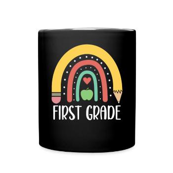1st Grade Rainbow Pencil School Elementary School - Full Colour Mug - black - Front