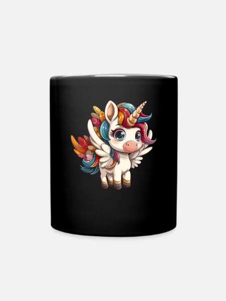 Einhorn Truthahn Thanksgiving Kawaii - Tasse einfarbig - Schwarz