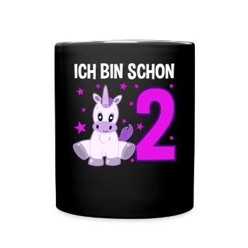 Zauberhaftes Einhorn 2 Jahre Fest - Tasse einfarbig - Schwarz - Vorne