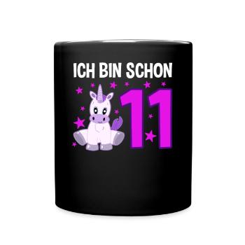 Einhornzauber 11 Jahre Glücksstern - Tasse einfarbig - Schwarz - Vorne