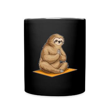 Faultier Yoga Fitness Meditation - Tasse einfarbig - Schwarz - Vorne