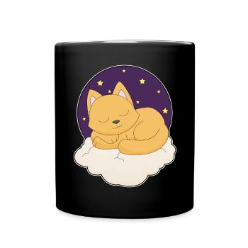 Katze Schlafen Wolken  - Tasse einfarbig - Schwarz - Vorne