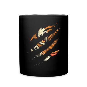 Tiger Eye Claw Safari Zoo Wildlife Tier - Tasse einfarbig - Schwarz - Vorne