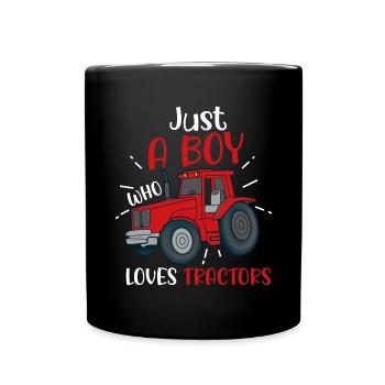 Traktorjunge Junger Bauer Traktorliebhaber - Tasse einfarbig - Schwarz - Vorne
