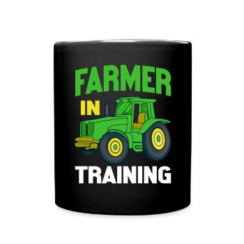 Traktorjunge Junger Bauer Traktorliebhaber - Tasse einfarbig - Schwarz - Vorne
