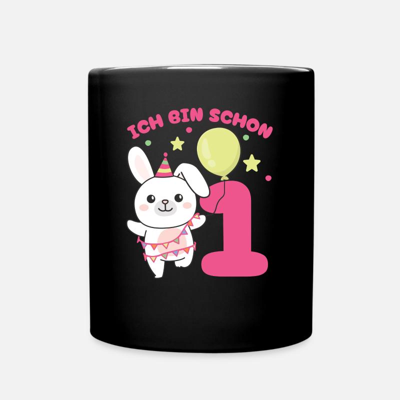 Ich bin schon 1 Hasen Geburtstags Kinder - Tasse einfarbig - Schwarz