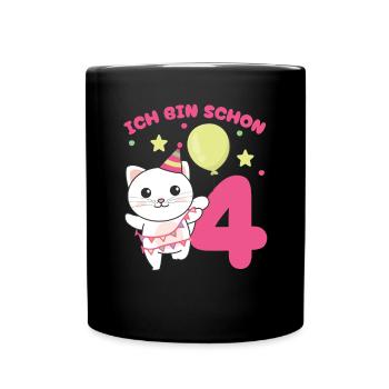 I've Been 4 Cats Birthday Kids - Full Colour Mug - black - Front