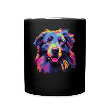 Wasserfarben Farbenfroher Petit Basset Pyrenean - Tasse einfarbig - Schwarz - Vorne