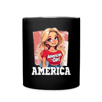 Patriotisches Amerikanisches Mädchen USA für - Tasse einfarbig - Schwarz - Vorne