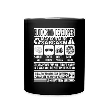 Blockchain Developer Sarcasm funny Gift Blockchain - Full Colour Mug - black - Front