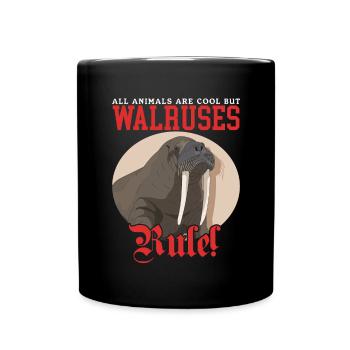 Walross Walroß Walrus Walrosse Geschenk - Tasse einfarbig - Schwarz - Vorne