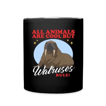 Walross Walrus Walroß Walrosse Geschenk - Tasse einfarbig - Schwarz - Vorne