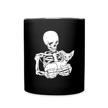 Chat Tenant Squelette - Mug uni - noir - Devant