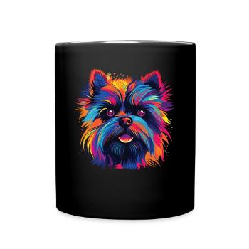 Aquarelle colorée Affenpinscher - Mug uni - noir - Devant