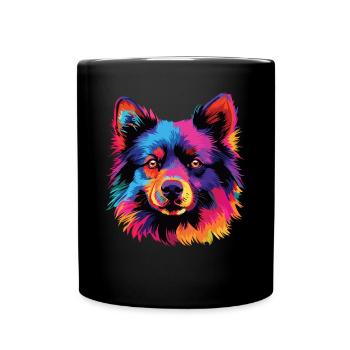 Wasserfarben Farbenfroher Schipperke - Tasse einfarbig - Schwarz - Vorne