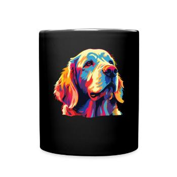 Watercolor Colorful Clumber Spaniel - Full Colour Mug - black - Front