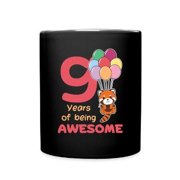 Red Panda for 9th Birthday Children Nine Years - Full Colour Mug - black - Front