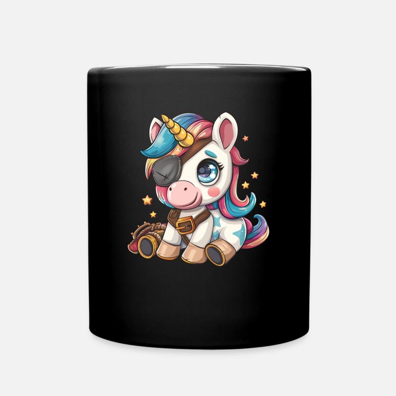 Einhorn-Pirat Kawaii Japanisch - Tasse einfarbig - Schwarz