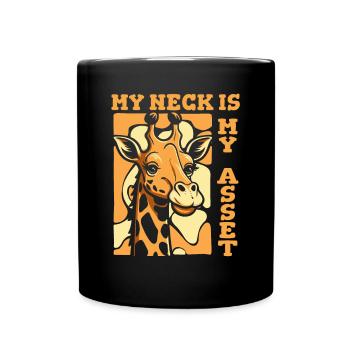 Mein Hals ist mein Kapital Giraffidae Nubischer Afrikaner - Tasse einfarbig - Schwarz - Vorne