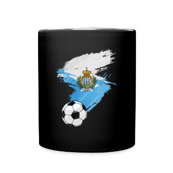 San Marino Fußball Fußball Flagge - Tasse einfarbig - Schwarz - Vorne
