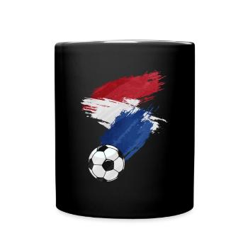 Drapeau néerlandais de football - Mug uni - noir - Devant