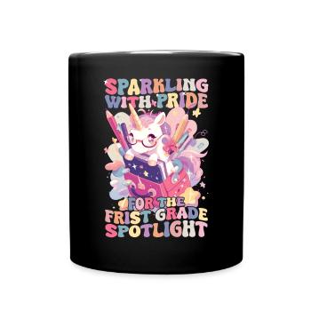 Pétillant de fierté 1ère année fille licorne - Mug uni - noir - Devant