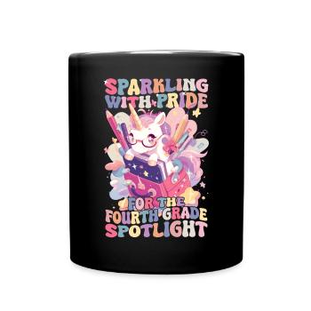 Pétillant de fierté 4e année fille licorne - Mug uni - noir - Devant