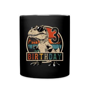 T-Rex Sunglasses 3 Years Boy 3rd Birthday - Full Colour Mug - black - Front