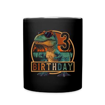 T-Rex Sunglasses 3 Years Boy 3rd Birthday - Full Colour Mug - black - Front