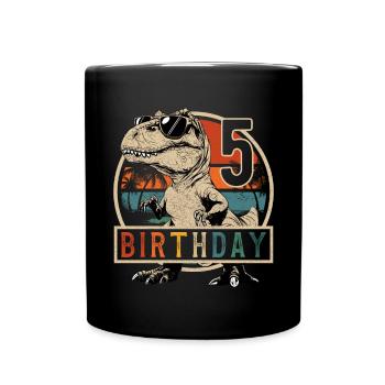 T-Rex Sonnenbrille 5 Jahre Junge 5. Geburtstag - Tasse einfarbig - Schwarz - Vorne