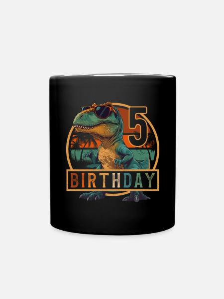 T-Rex Sonnenbrille 5 Jahre Junge 5. Geburtstag - Tasse einfarbig - Schwarz