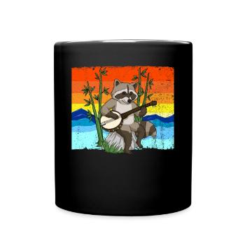 Waschbär spielt Banjo Retro Bluegrass Musik Banjo - Tasse einfarbig - Schwarz - Vorne