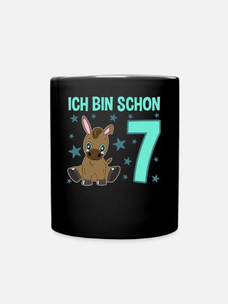 Siebenjährige Partyeselchen Glücksbringer - Tasse einfarbig - Schwarz