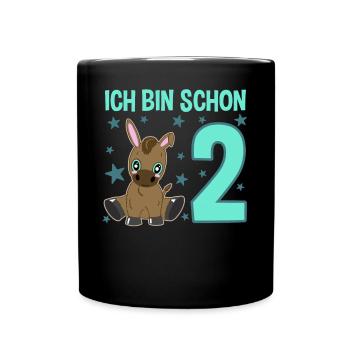 Two Year Old Naughty Birthday Donkey - Full Colour Mug - black - Front