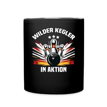 Wild Bowler en action Skittles Bowling Club Design - Mug uni - noir - Devant