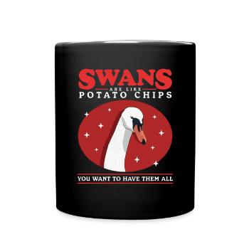 Schwan Vogel Schwanenliebhaber Schwäne Geschenk - Tasse einfarbig - Schwarz - Vorne