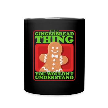 Lebkuchenmann Lebkuchen Lebkuchenmänner Geschenk - Tasse einfarbig - Schwarz - Vorne