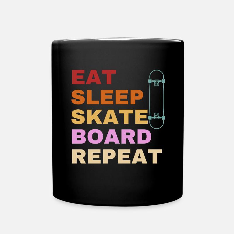 Eat Sleep Skateboard Repeat - Full Colour Mug - black