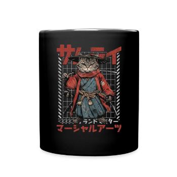 Samurai Cat Kawaii Japanese Ninja Cat - Full Colour Mug - black - Front
