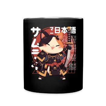 Samurai Cat Kawaii Japanische Ninja Cat - Tasse einfarbig - Schwarz - Vorne
