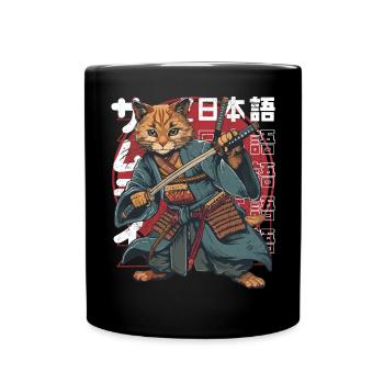 Samurai Cat Kawaii Japanische Ninja Katze - Tasse einfarbig - Schwarz - Vorne