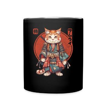 Samurai Cat Kawaii Japanische Ninja Katze - Tasse einfarbig - Schwarz - Vorne
