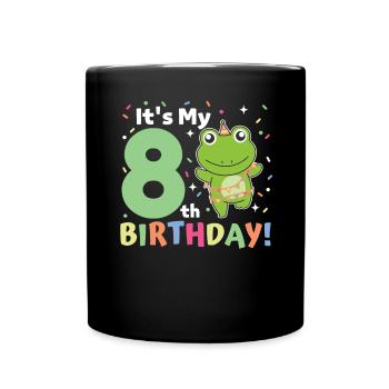 Frog for 8th birthday children eight years old - Full Colour Mug - black - Front
