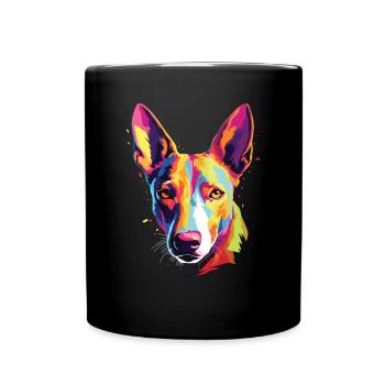Wasserfarben Farbenfroher Basenji - Tasse einfarbig - Schwarz - Vorne