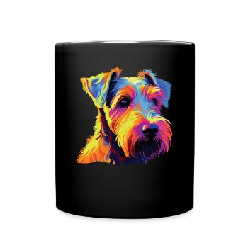 Watercolor Colorful Welsh Terrier - Full Colour Mug - black - Front