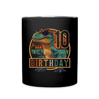 T-Rex Sunglasses 10 Years Boy 10th Birthday - Full Colour Mug - black - Front