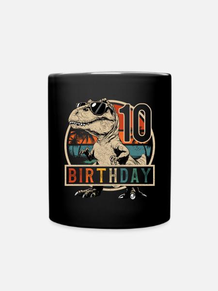 T-Rex Zonnebril 10 Jaar Jongen 10e Verjaardag - Mok uni - zwart